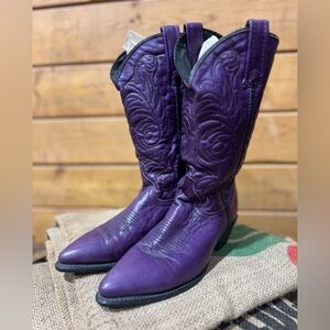 Vintage Acme Cowboy Boots Purple Leather Women’s Size 7.5